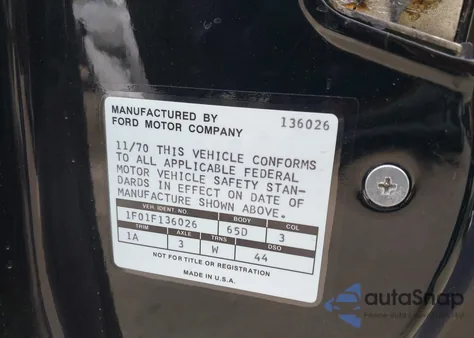 1971 Ford Mustang z USA, uszkodzony, nr VIN 0000001F01F136026